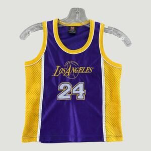 Los Angeles Lakers #24 Youth Basketball Jersey Purple Gold Size M Kobe Era